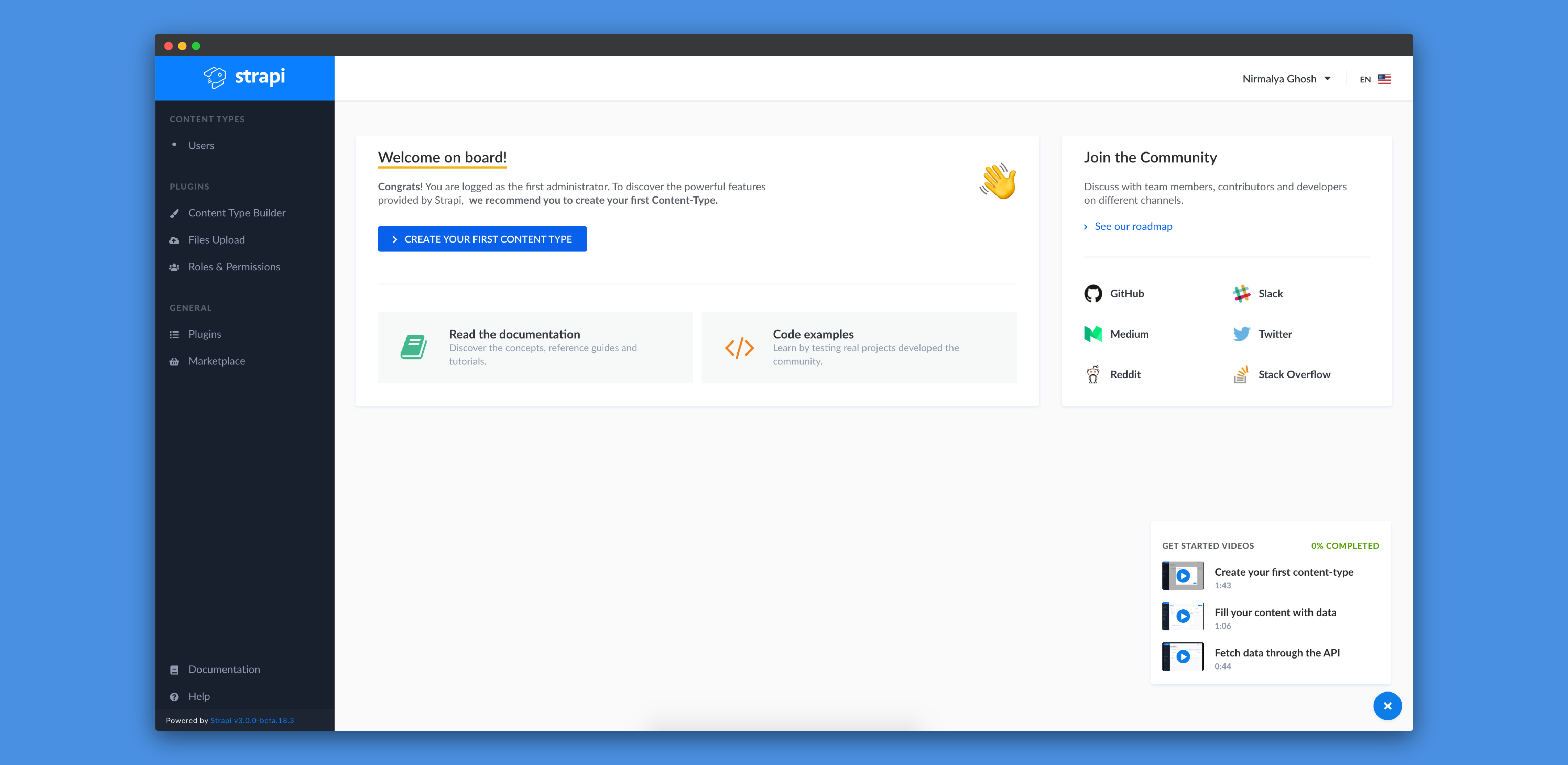 Strapi admin panel